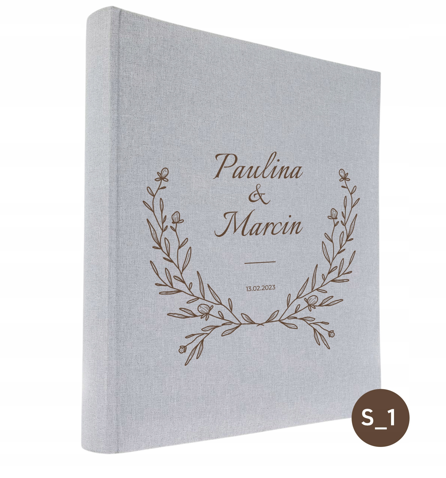 Album 60 stran ecru šedá personalizace Svatební suvenýr svatební jména