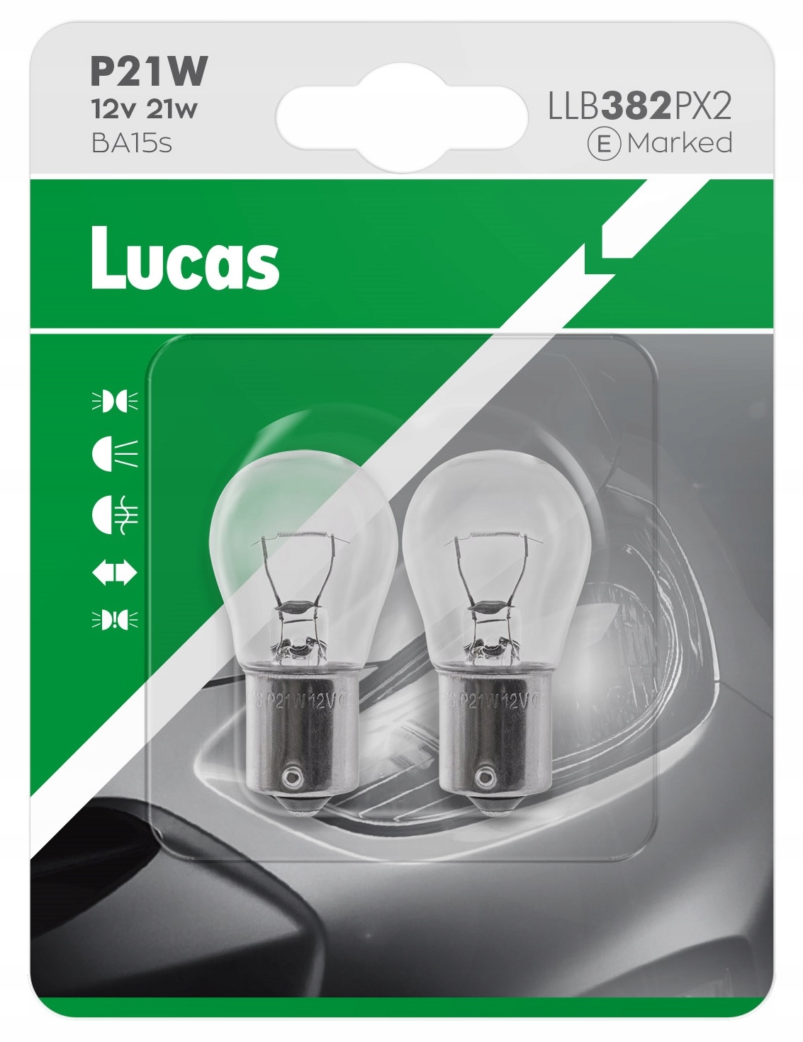 

Żarówka Lucas 2 szt. P21W 12V BA15s Blister