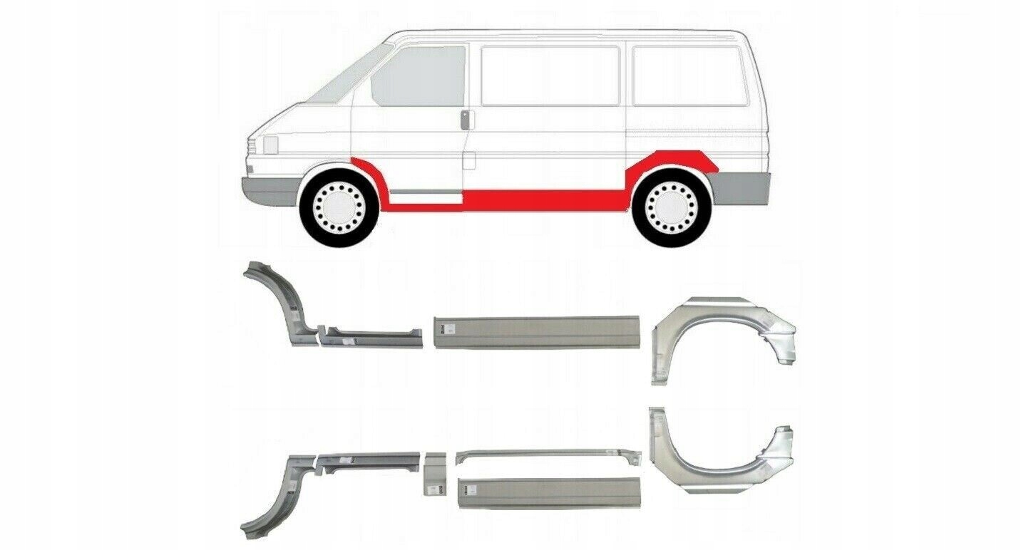 Opravy podběhů kol a prahů Vw Transporter T4 1990-2003 krátké/střední