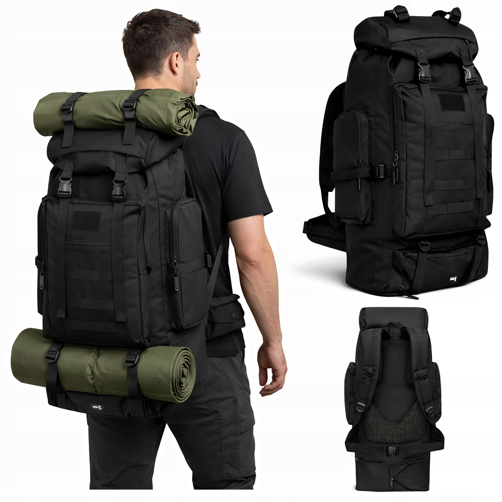 Batoh Vojenský taktický turistický do hor sportovní černý 100 L Nils