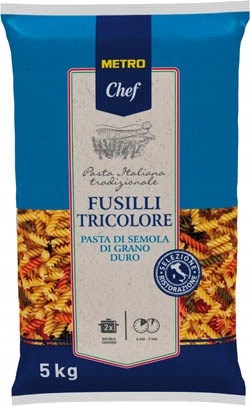 Metro Chef Těstoviny Fusilli 3 Barevné 5 kg pro italské pokrmy a saláty