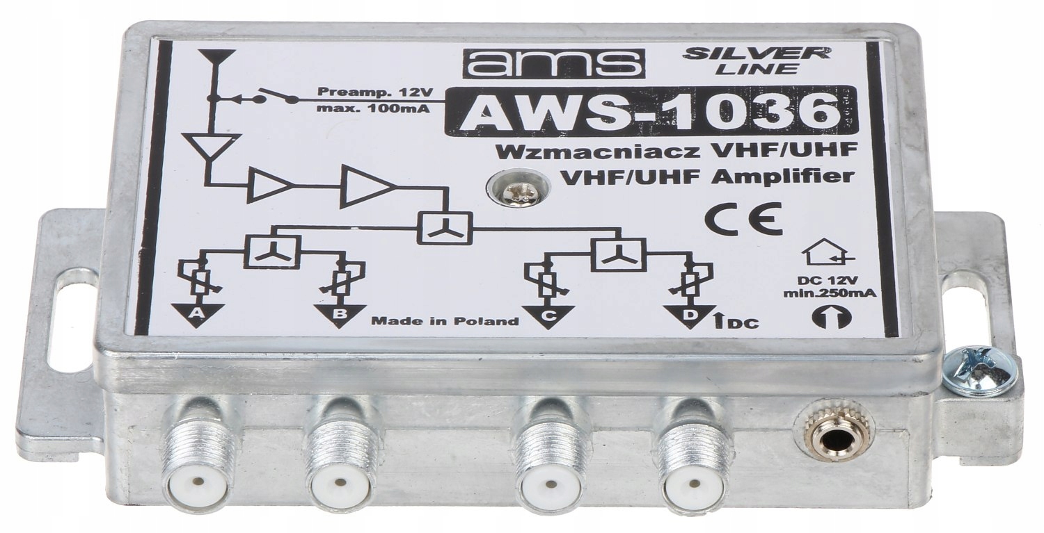 Wzmacniacz antenowy 87 MHz ... 790 MHz, Model AWS-1036