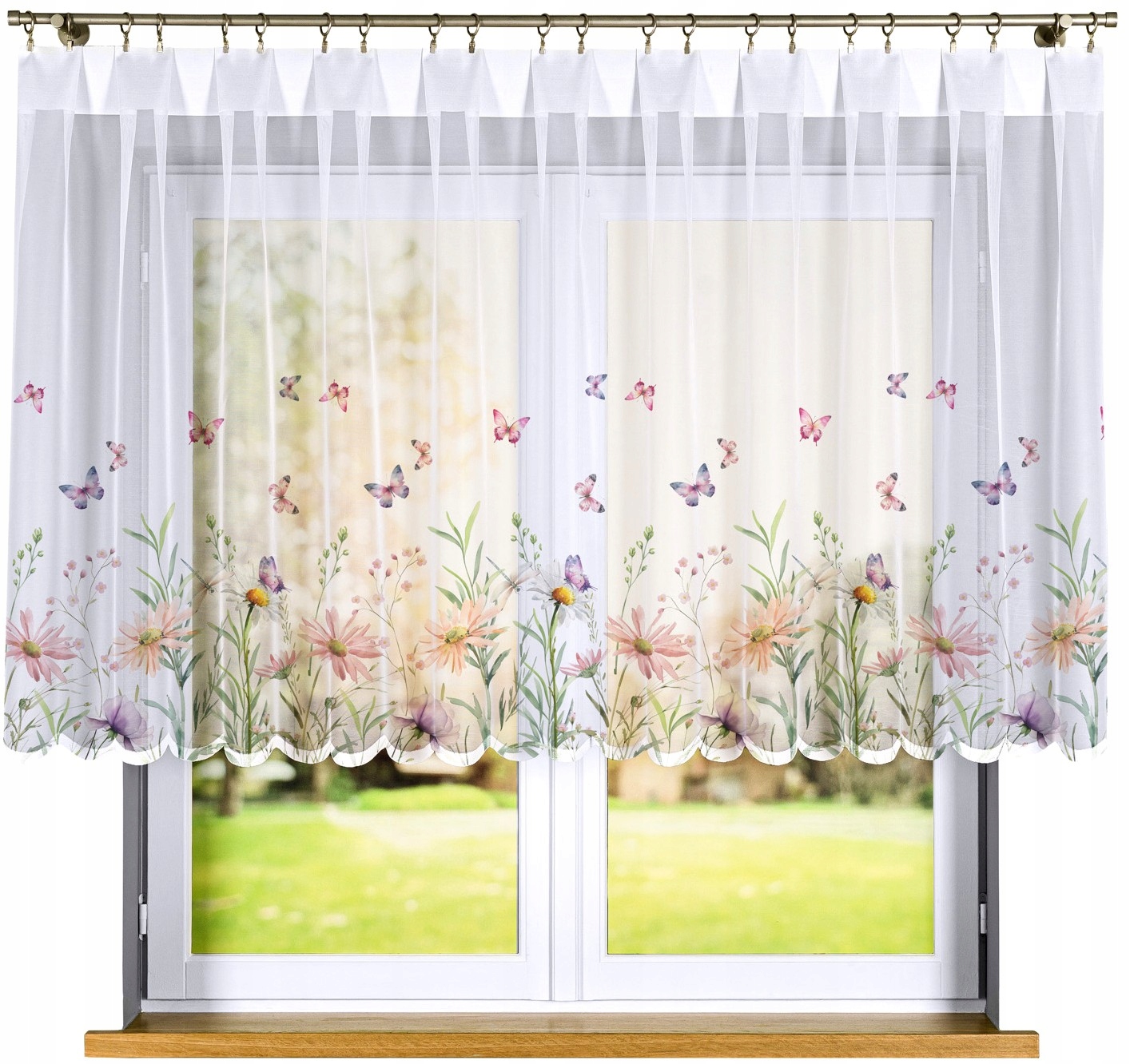 Louka S Motýly záclona, vel 500 x 120 cm, potištěná (s lemováním)