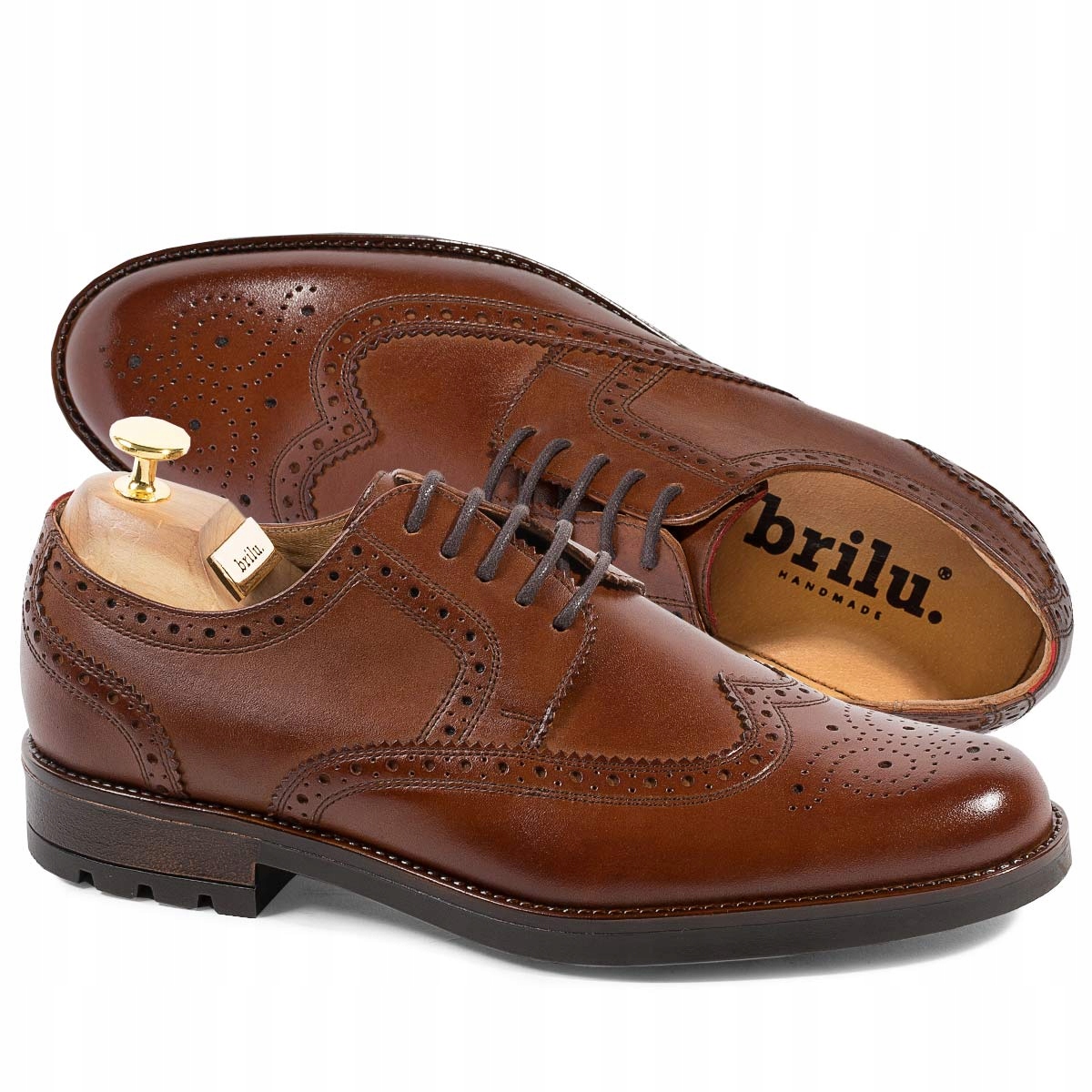 

Brilu Buty Brogsy Wizytowe Skórzane Brązowe 43