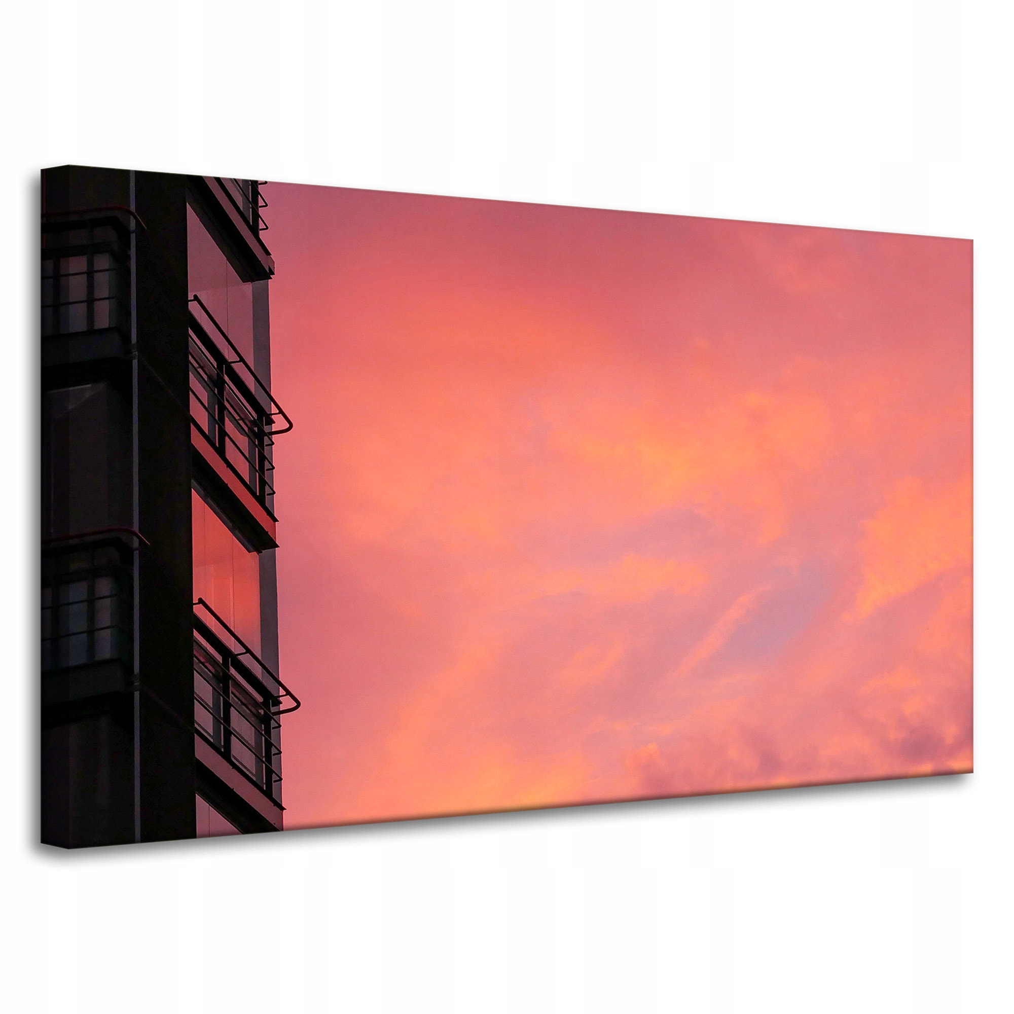Obraz na plátně Růžové nebe Západ slunce Budova 100x60