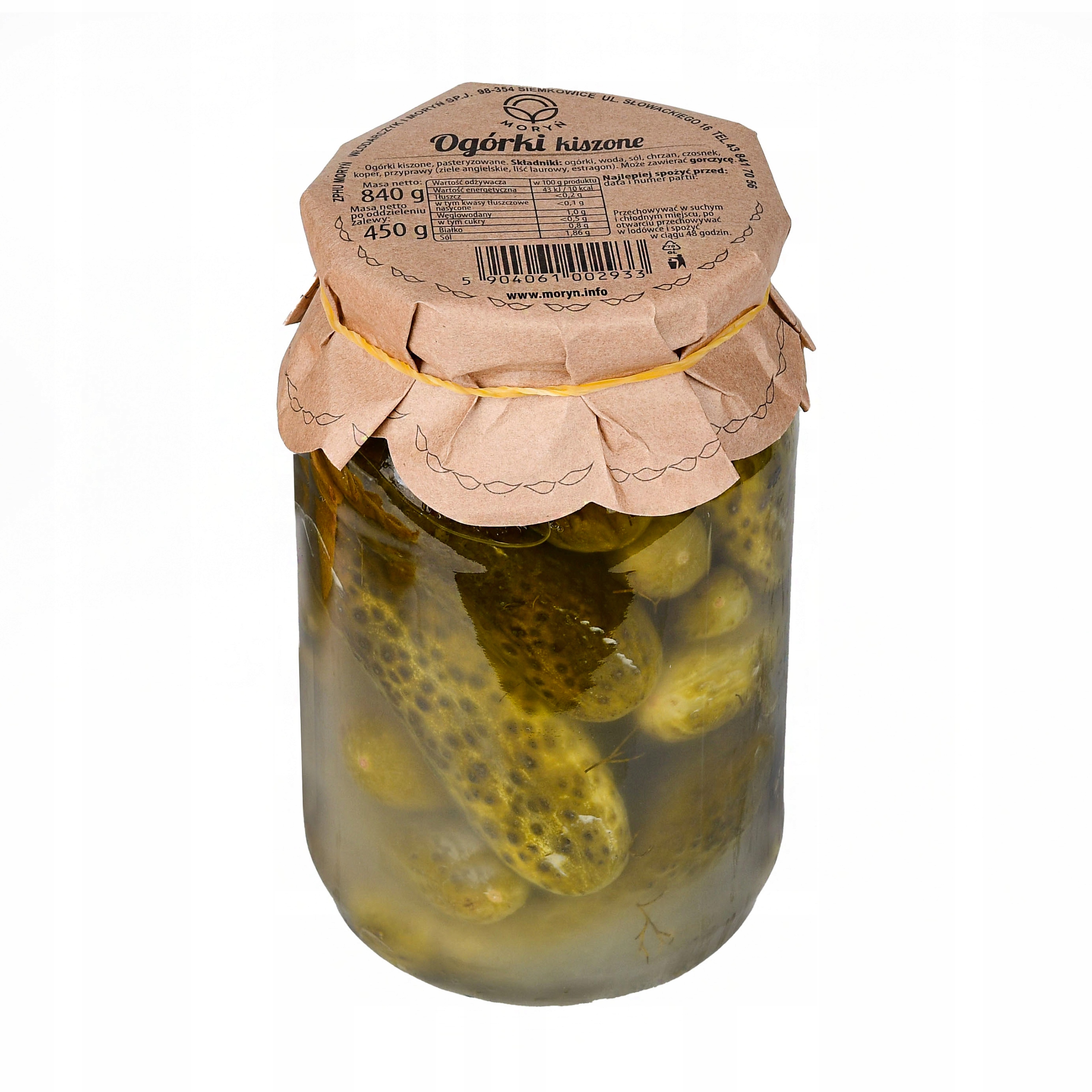 MORYŃ Ogórki kiszone 840g
