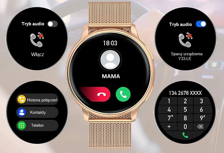 ELEGANCKI SMARTWATCH DAMSKI ROZMOWY POLSKIE MENU ZEGAREK DLA KOBIETY 2PASKI Lokalizator GPS nie