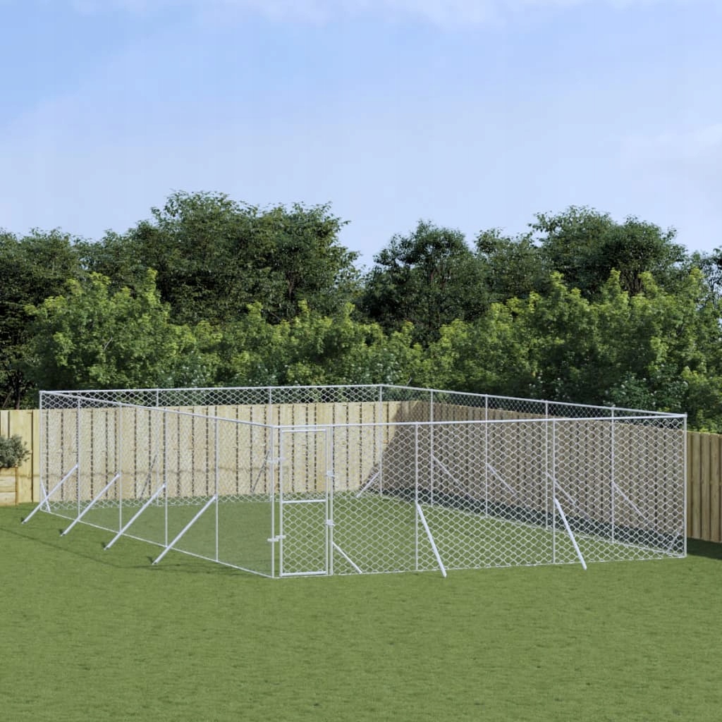 Fionshop 262916535 Venkovní psí kotec stříbrný 6 x 10 x 2 m pozinkovaná o