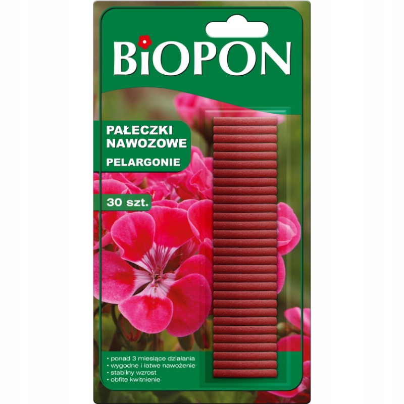 

Pałeczki nawozowe do pelargonii Biopon 30 szt.