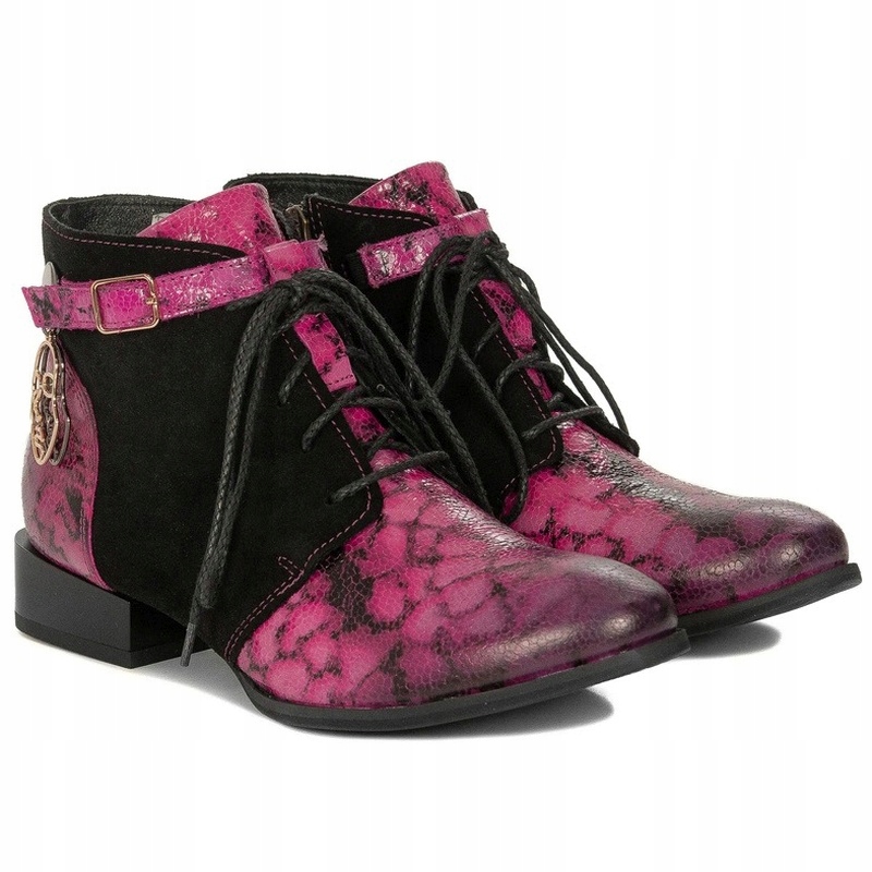 Dámské kozačky Maciejka 5743A-15/00-8 Růžová Černá růžová Kůže Vel. 38