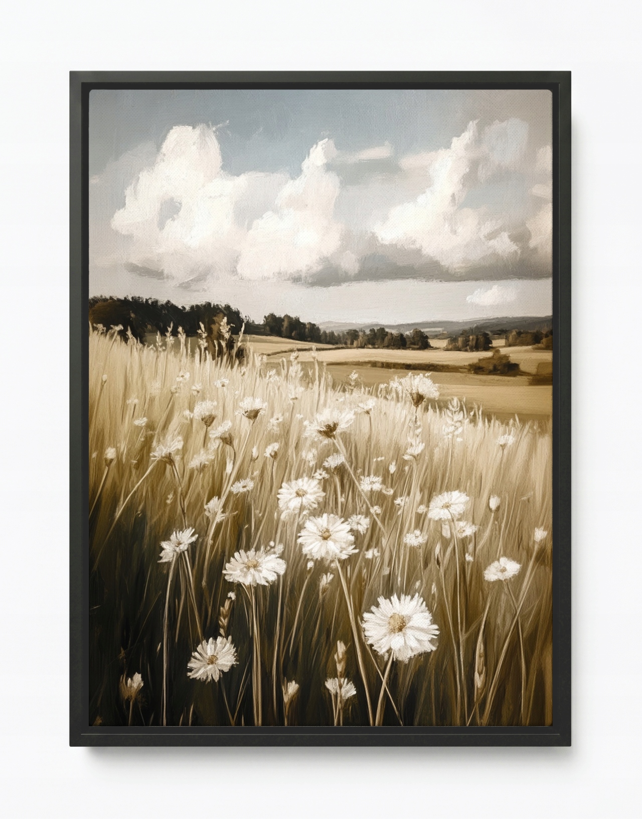 Obraz Rám Americký Box Vintage Vesnice Pole Louka Květiny Sedmikrásky Léto 60x80