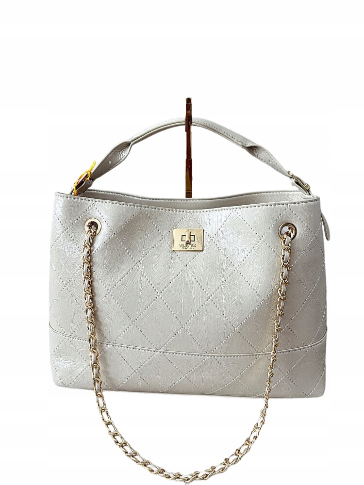 Valentino Creations béžová prošívaná shopper kabelka s řetízkem