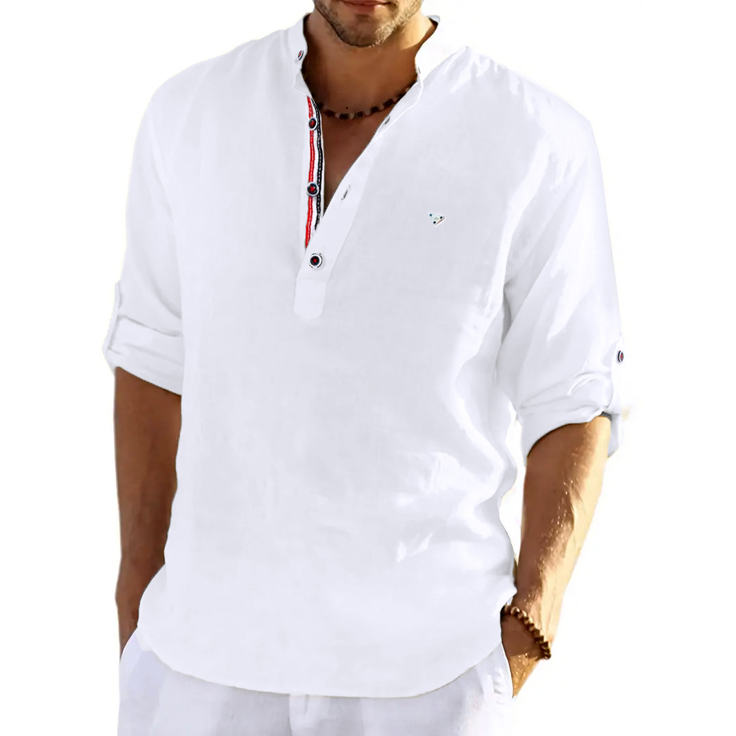 Pánská košile Stojka Casual Prodyšná bavlněná