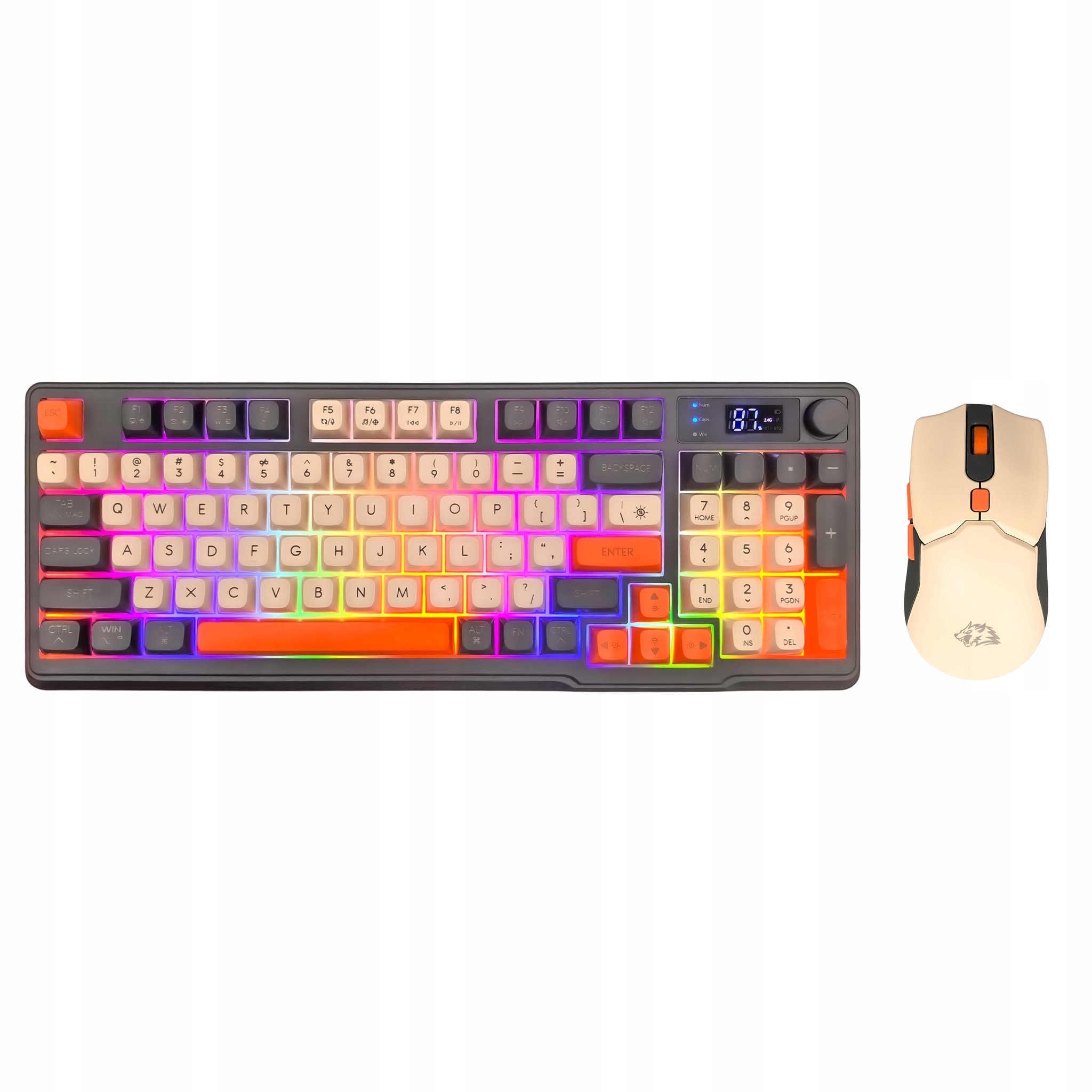 Sada bezdrátové klávesnice a myši FreeWolf Rgb, nabíjecí, Bt, 2.4G