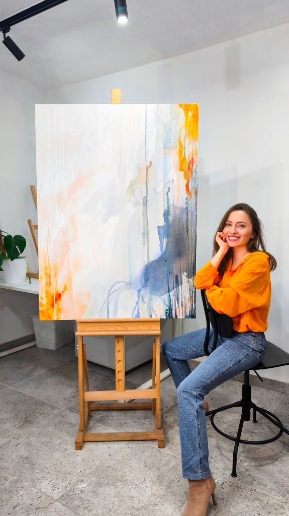 Ręcznie malowany obraz na płótnie 120 cm x 90cm abstrakcja