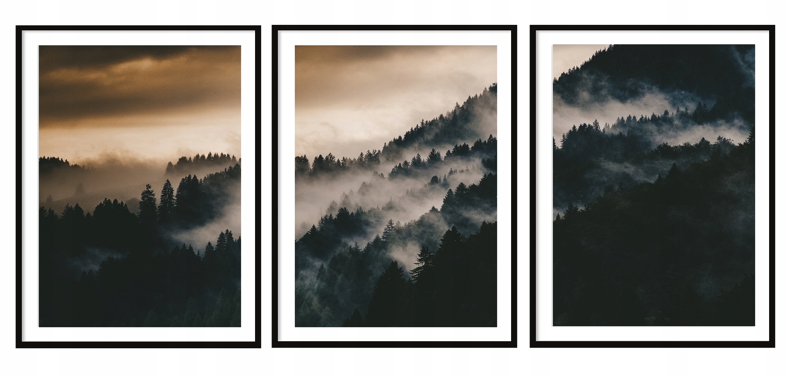 

Obraz Plakat W Ramie 33x43cm Tryptyk Las P2035