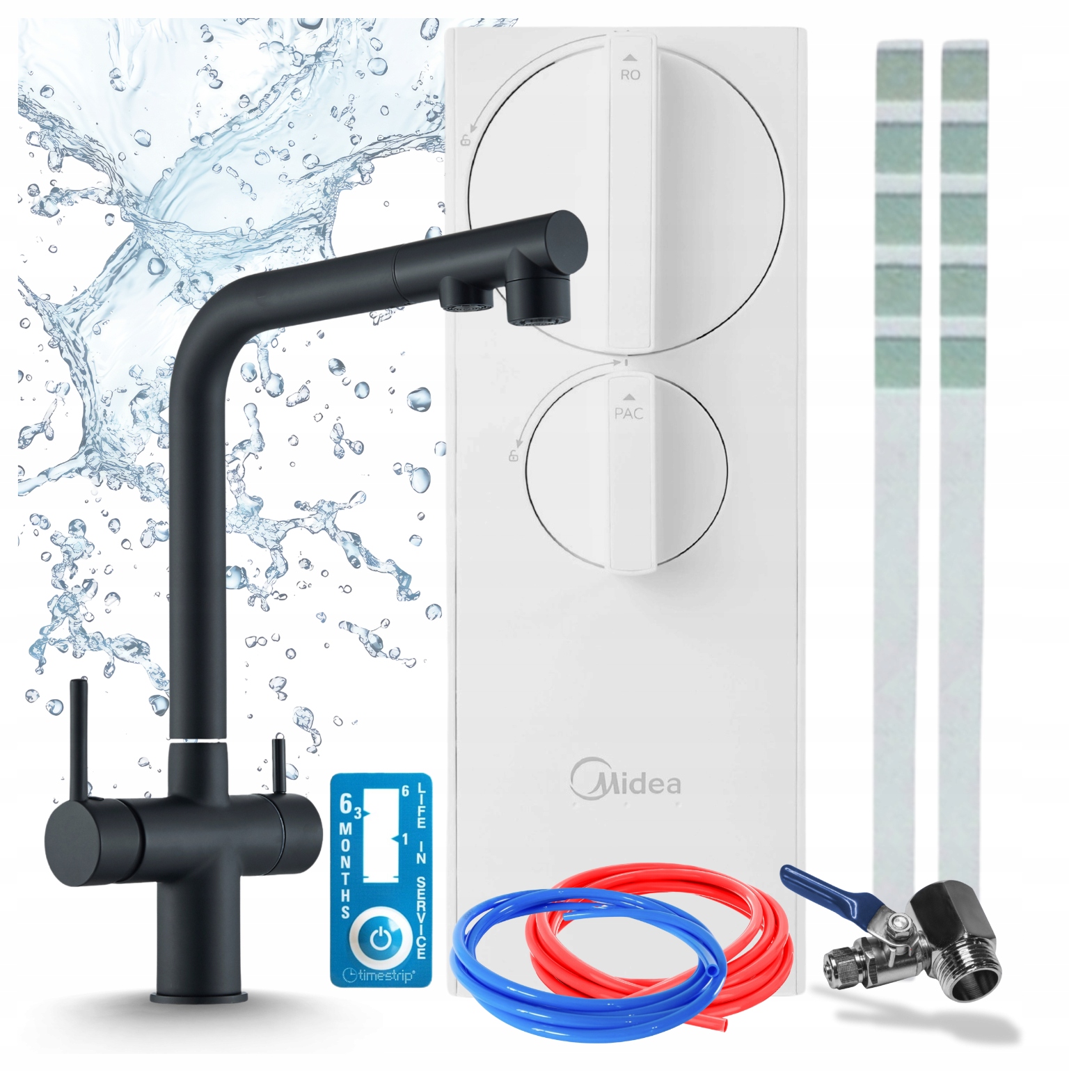 Poddřezový Filtr Midea 400GPD Sada Třícestný Kohoutek Černá Stojící