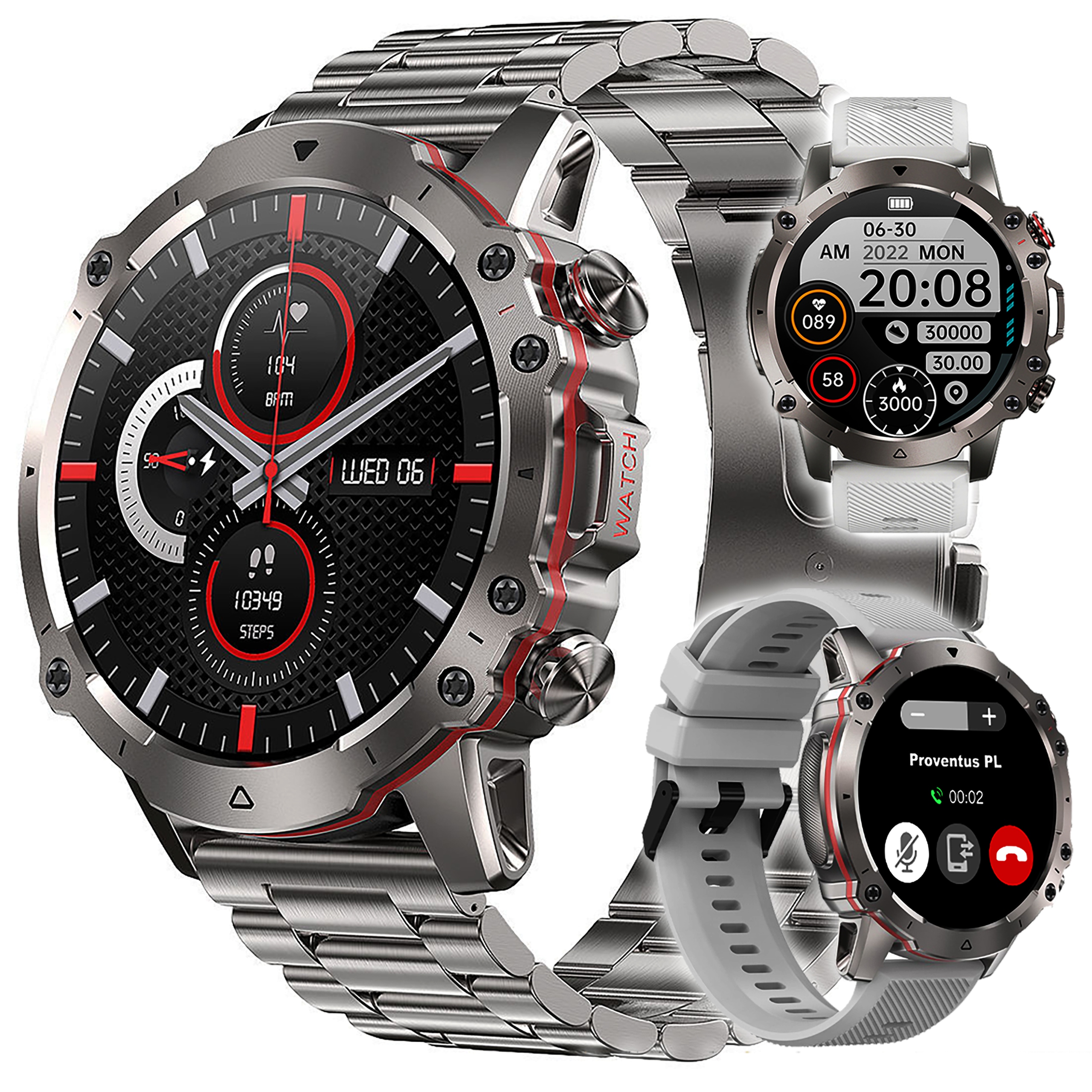 SMARTWATCH ZEGAREK AMOLED MĘSKI SPORT PULS ROZMOWY SMART WATCH WODOODPORNY