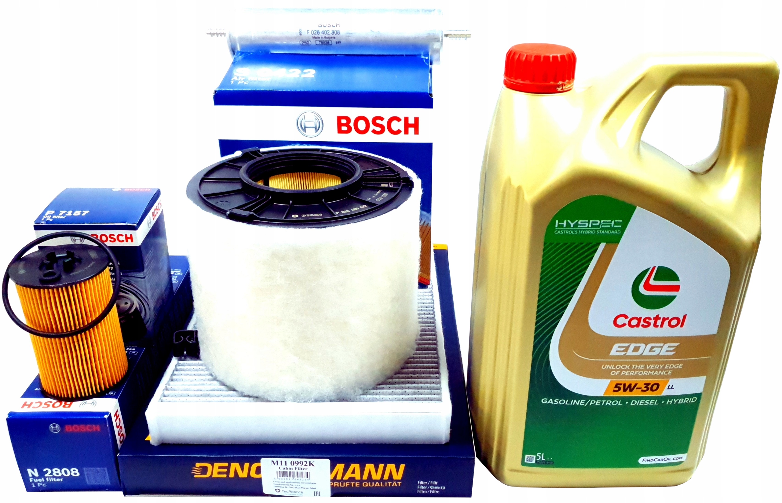 Filtry Bosch 5 L Oleje Castrol 5W30 Audi A4 B9 A5 F5 Q5 F 2.0 Tdi 2015-2019