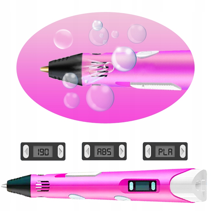 DŁUGOPIS 3D DLA DZIECI DRUKARKA 3D PEN WKŁADY 210 M PLA SZABLONY ZESTAW 6w1 Model 3D PEN - 3 GEN