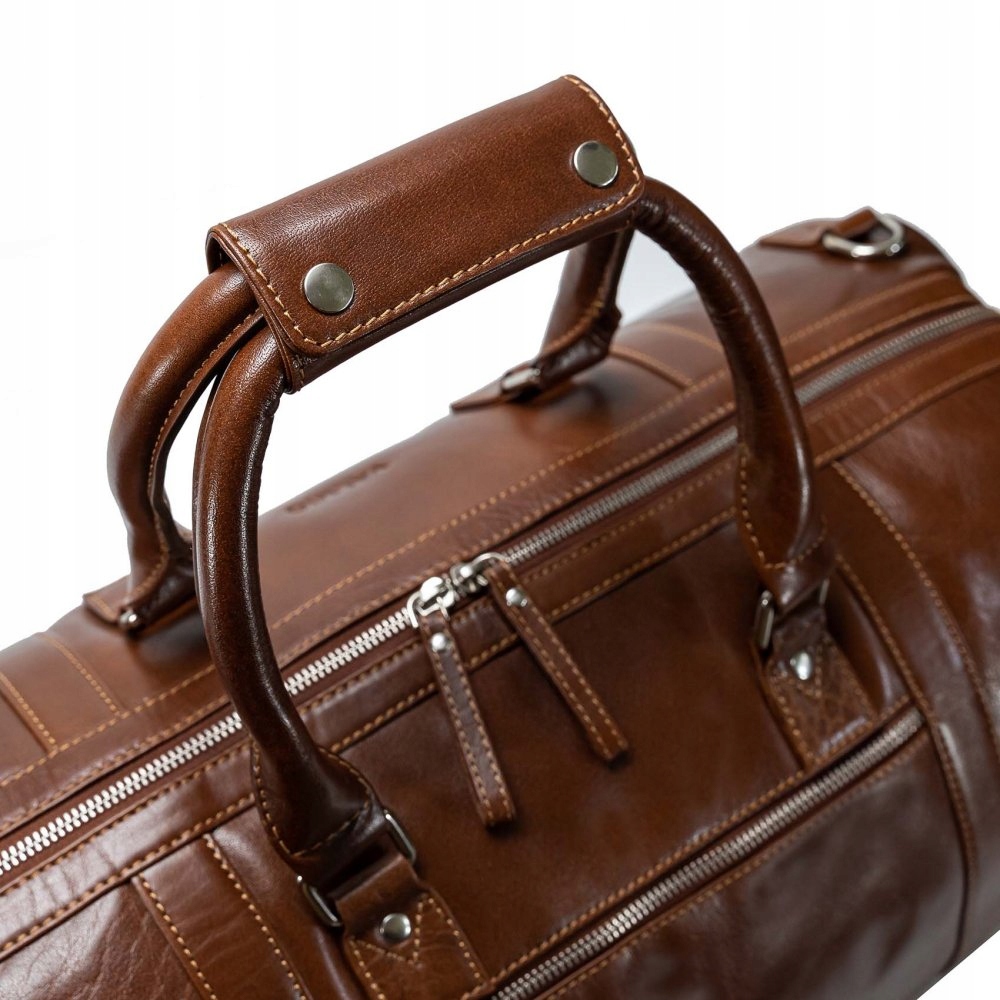 Skórzana torba podróżna Valmio Linvo Tan Wzór dominujący bez wzoru