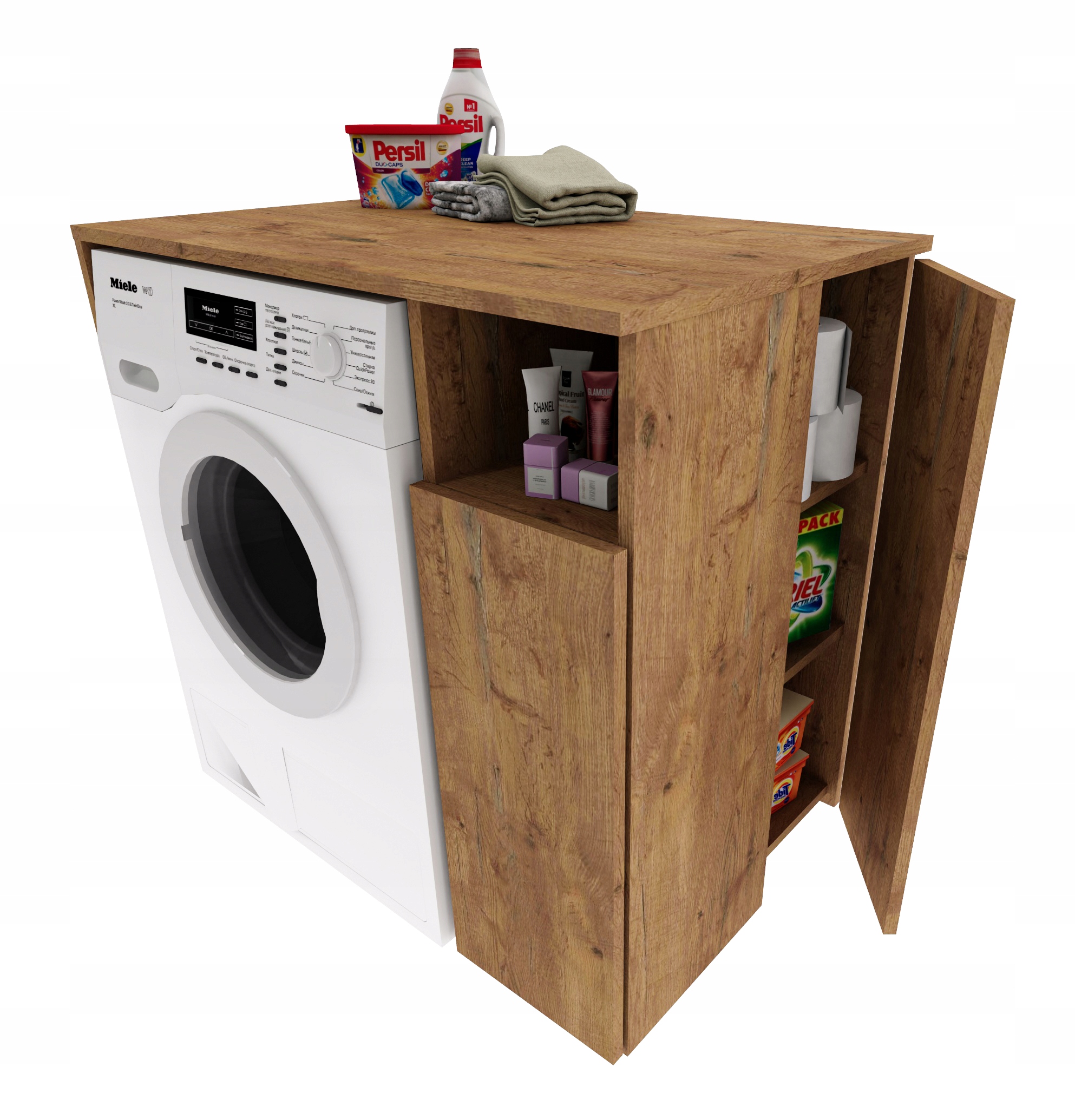 Skříňka na pračku uzamykatelná, 6 polic 96x88,5x62 Dub Lancelot Retro