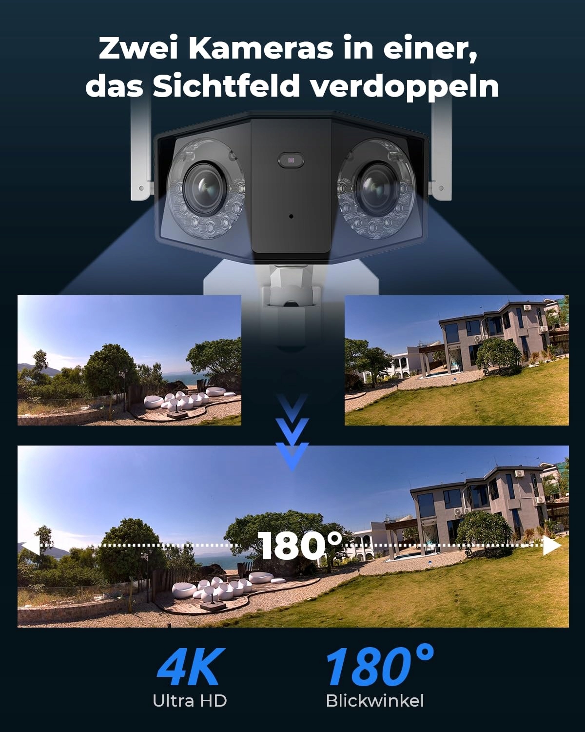 REOLINK Kamera Zewnętrzna 4K Dual-Lens 180° WiFi 6 Nocne Widzenie Audio — miniatura 2