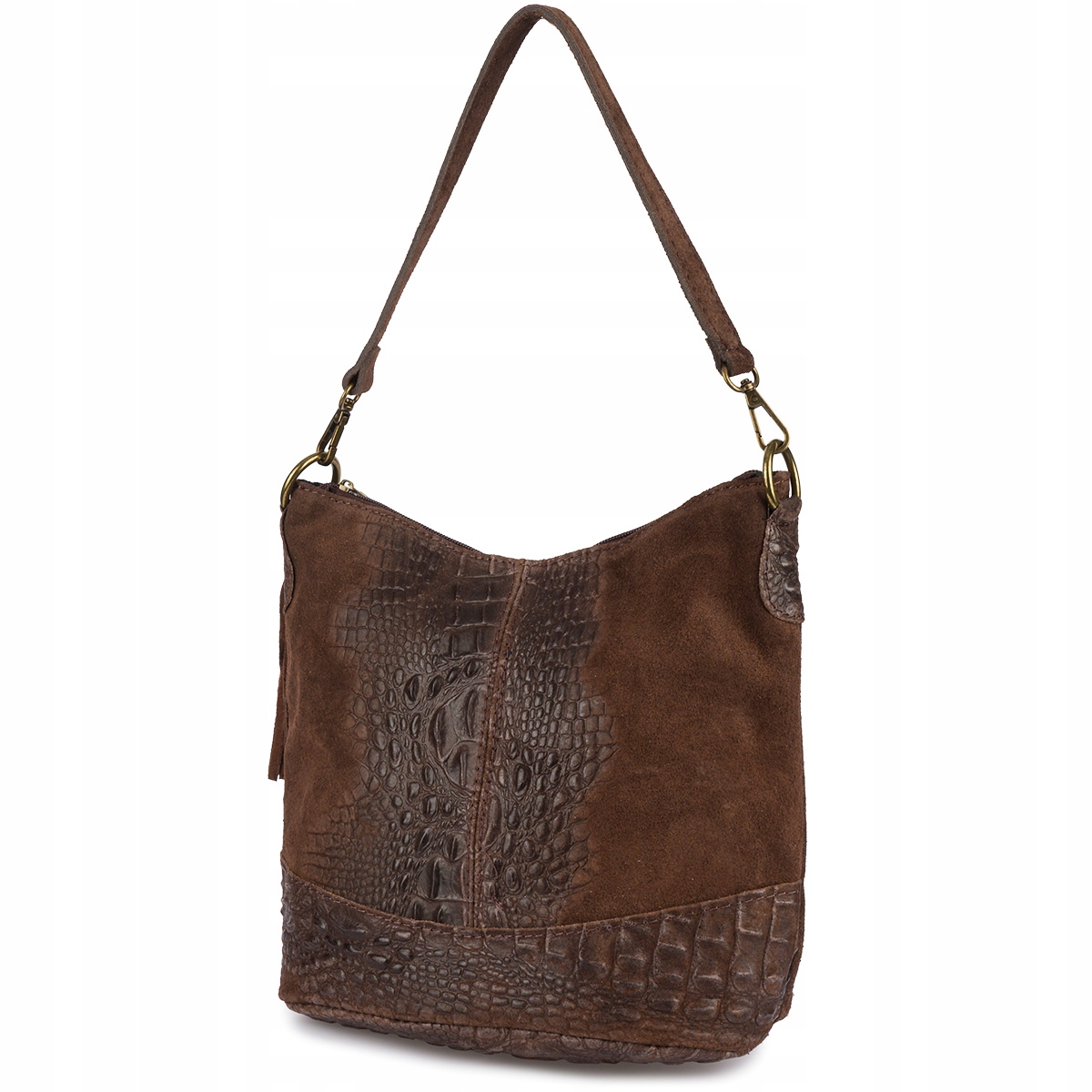 Kožená semišová kabelka Croco z přírodní kůže kabelka přes rameno