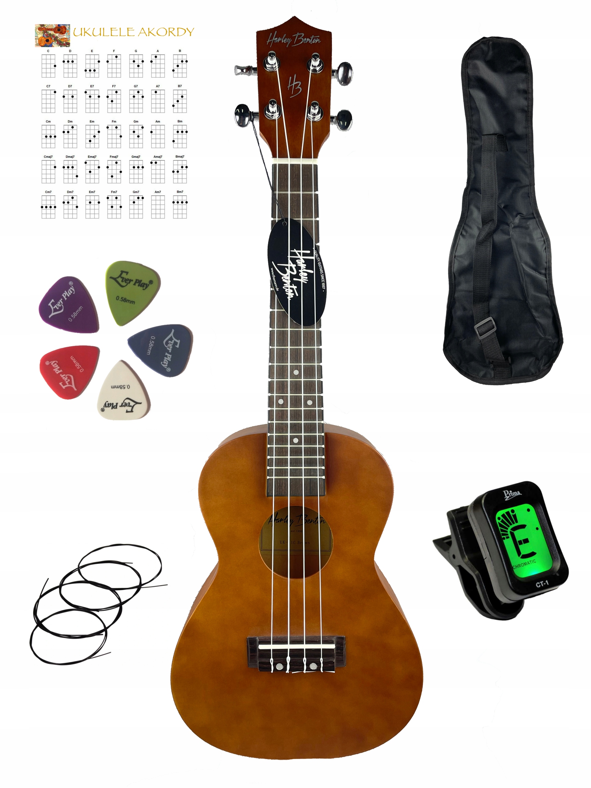 HARLEY BENTON KONCERTOWE ukulele zestaw akcesoriów 7545807357 Sklepy