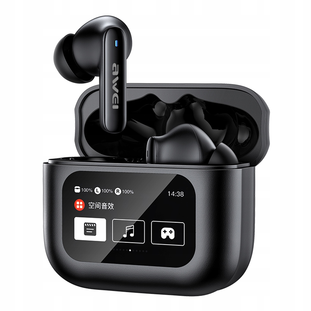 Bezdrátová sluchátka Awei TP57 Enc s displejem, černá