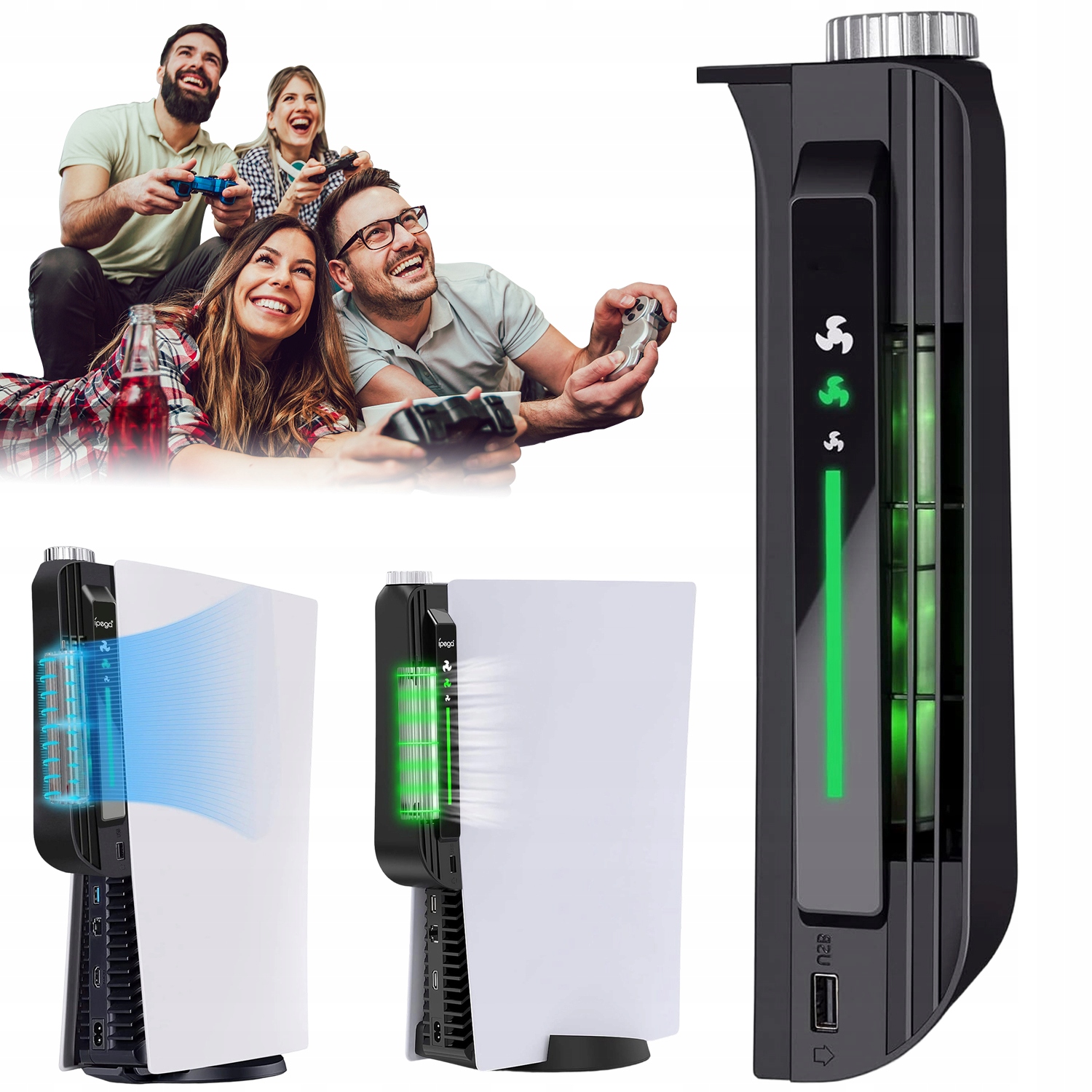 Wentylator Chłodzący PS5 Zewnętrzny Z Regulacją Obrotów Port Usb