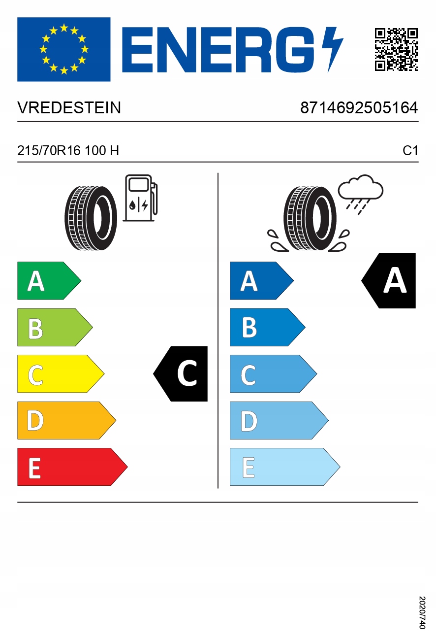 1x VREDESTEIN 215/70R16 100H Ultrac letnie Średnica 16