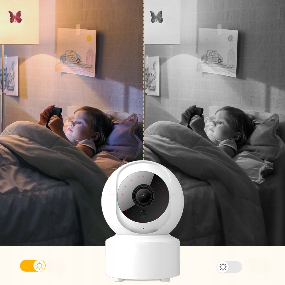 NIANIA ELEKTRONICZNA KAMERA OBROTOWA WIFI MIKROFON Kolor biel