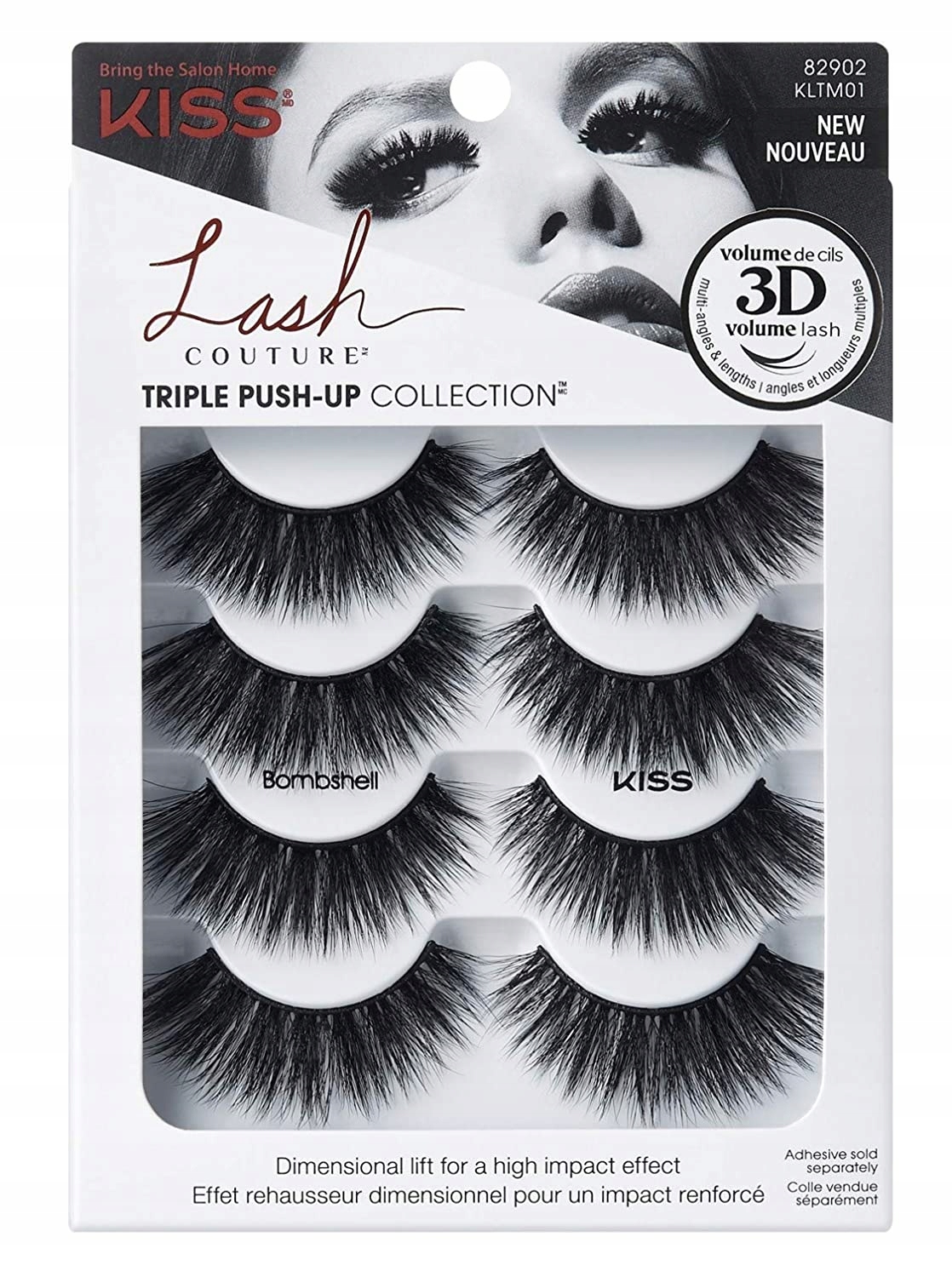 KISS 3D VOLUME LASH Bombsheel rzęsy na pasku x4 Marka Kiss