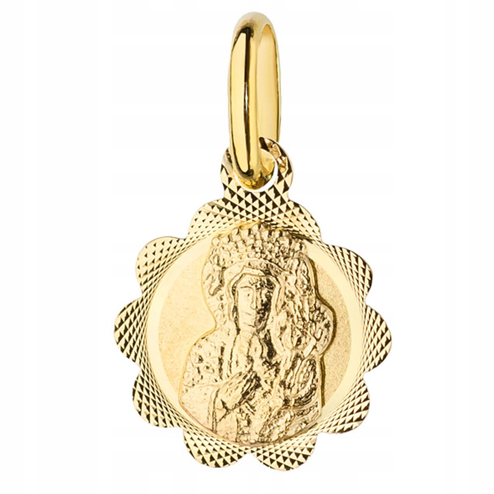 Zlatý Medailonek pr. 585 14k Panna Maria Čenstochovská Křest Svaté Přijímání