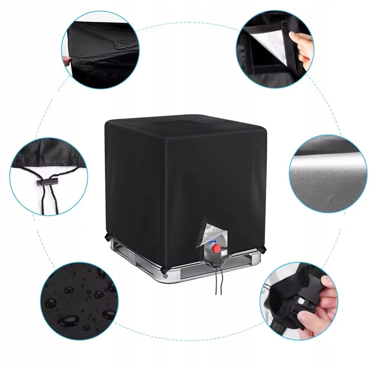 POKROWIEC OSŁONA PLANDEKA NA ZBIORNIK WODĘ MAUZER IBC 1000L OXFORD MOCNY Kod producenta DOM/MW/B-POK01