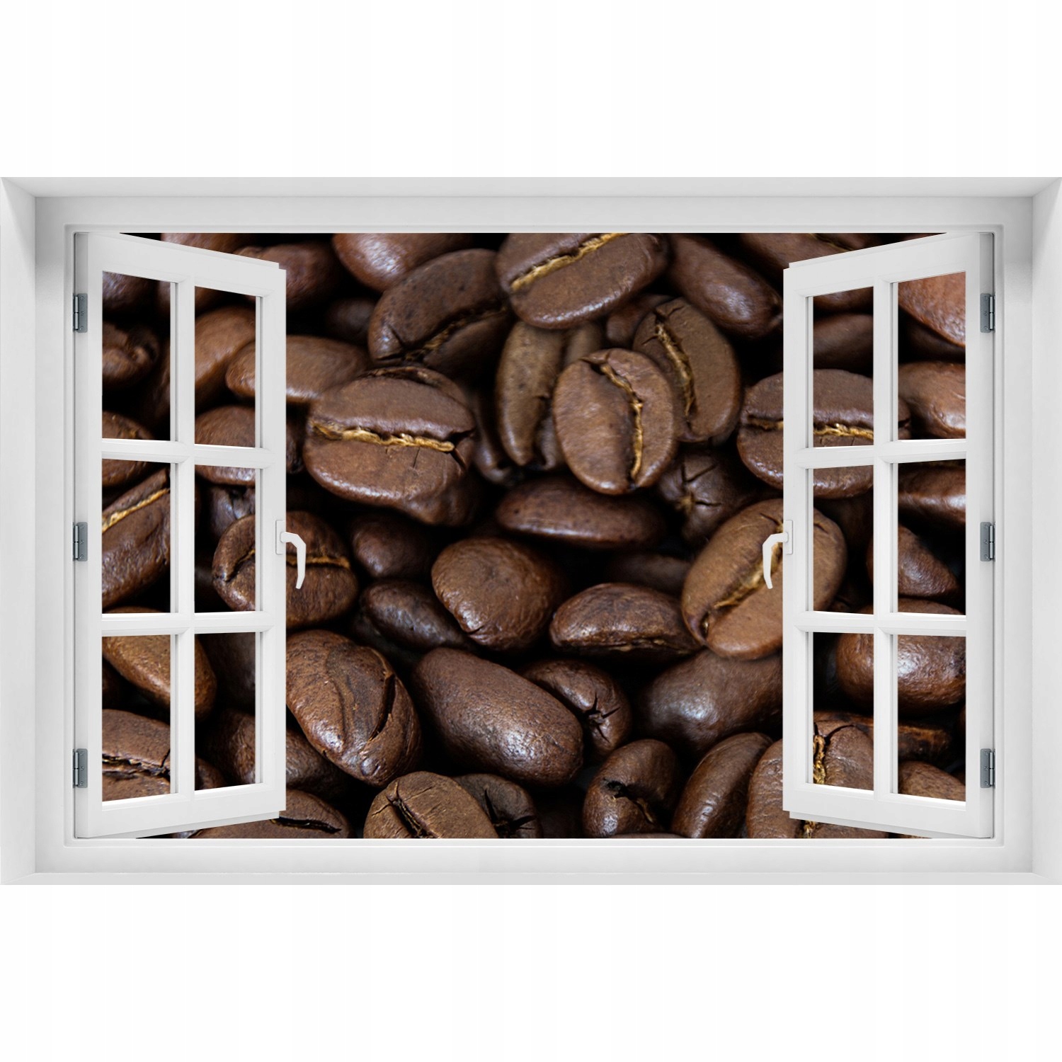 

3D Okno Naklejka na ścianę Ziarna kawy 90x60