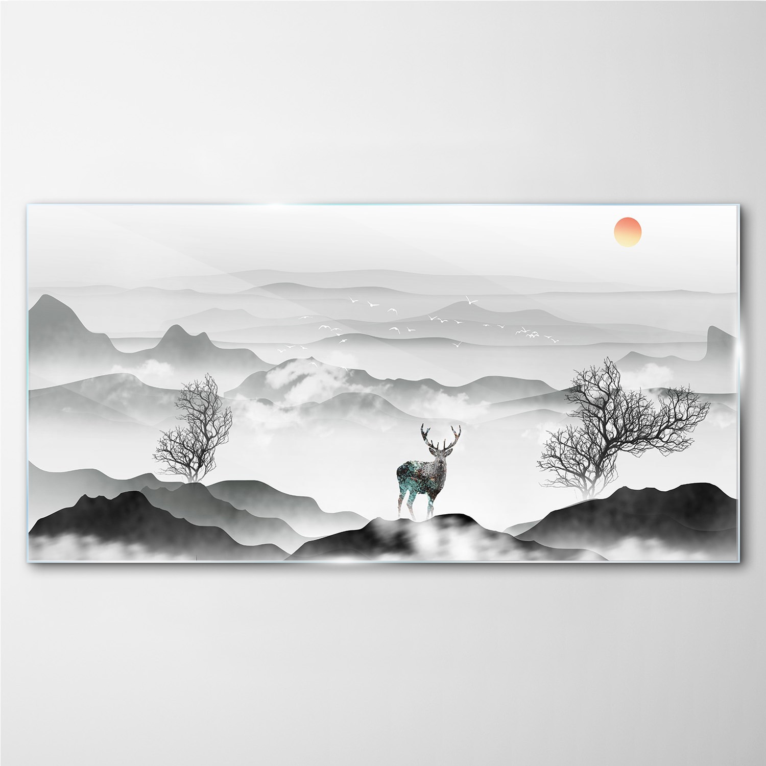 

Obraz szklany Zwierzę jeleń drzewa góry 100x50 cm