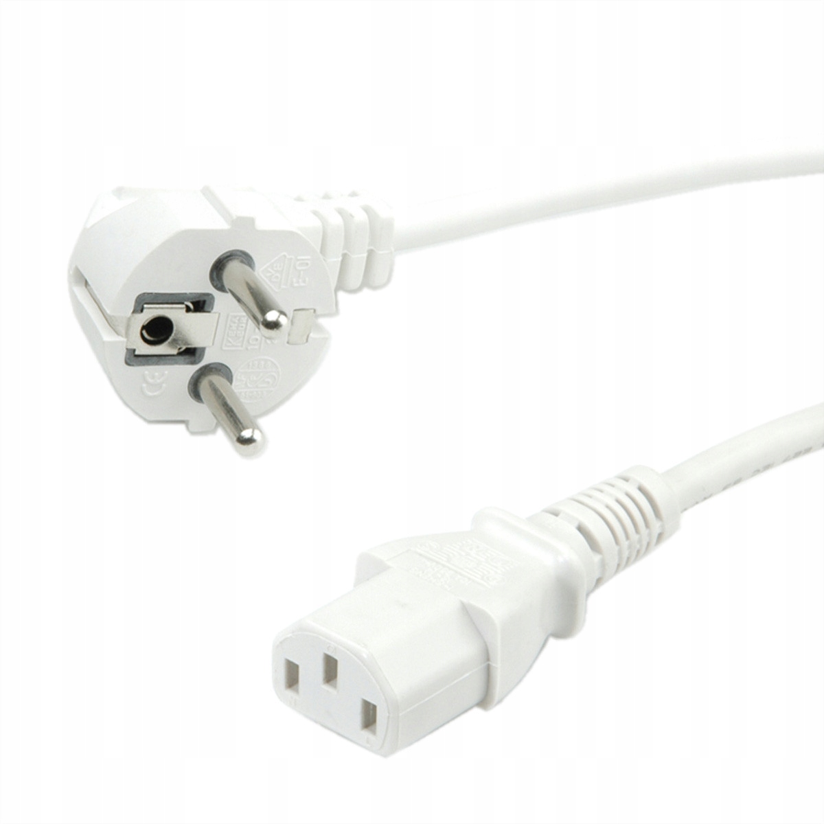 

Kabel zasilający Schuko 90° Iec 320-C13 biały 1,8m