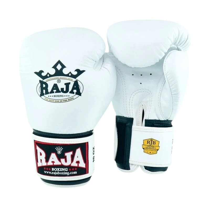 Rękawice Bokserskie Raja Standard Genuine Leather 16OZ Biały