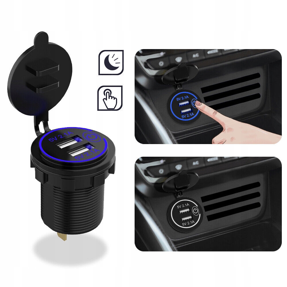 ŁADOWARKA ZASILACZ 2x USB 4.2A QC3.0 + PRZYCISK Producent Kopier