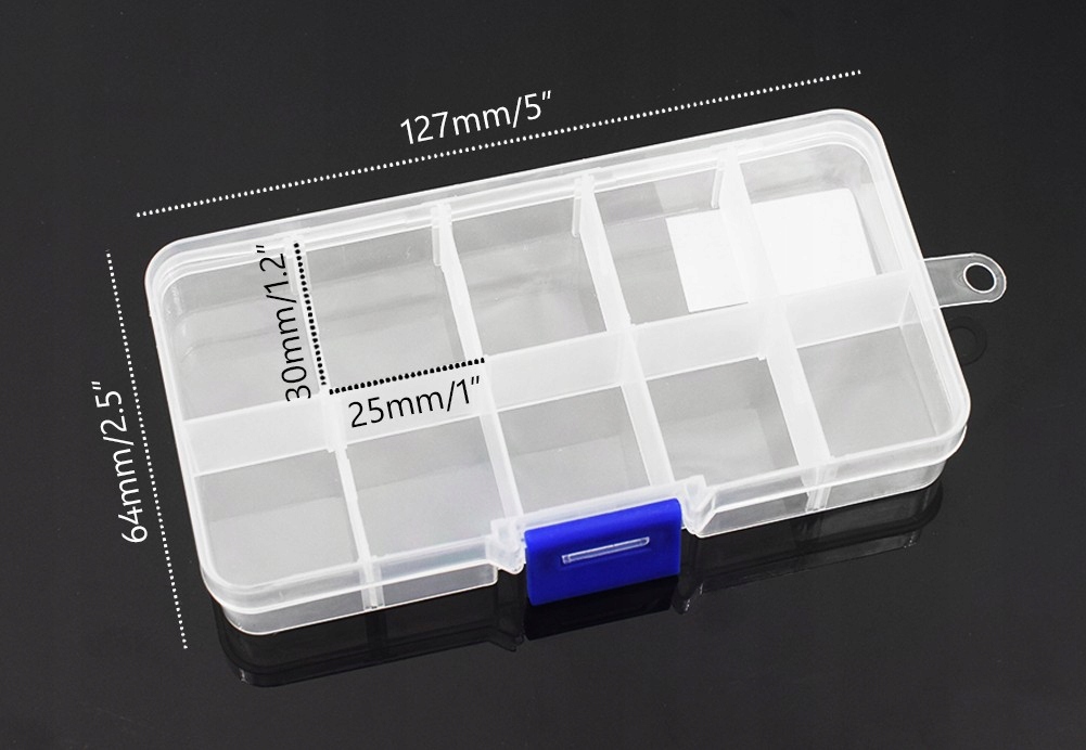 Organizer pojemnik pudełko na śrubki 10 przegródek Rodzaj organizer zamknięty pojemnik zamknięty inny