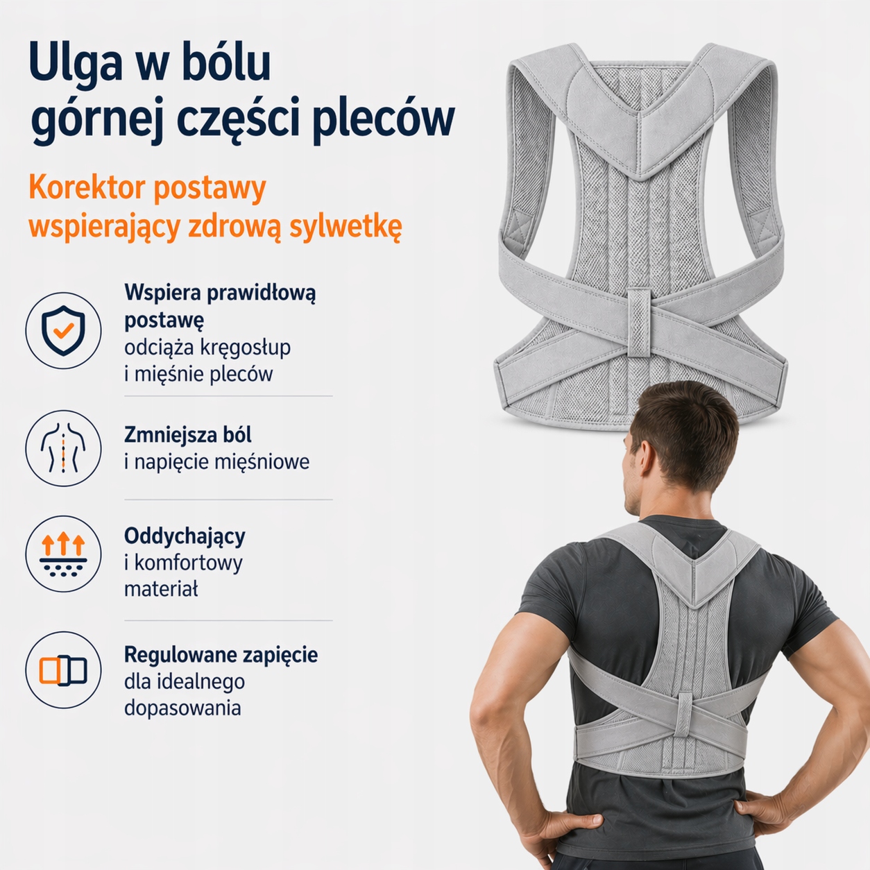 Korektor Wad Postawy Kręgosłupa Proste Plecy Ortopedyczny Rozmiar L