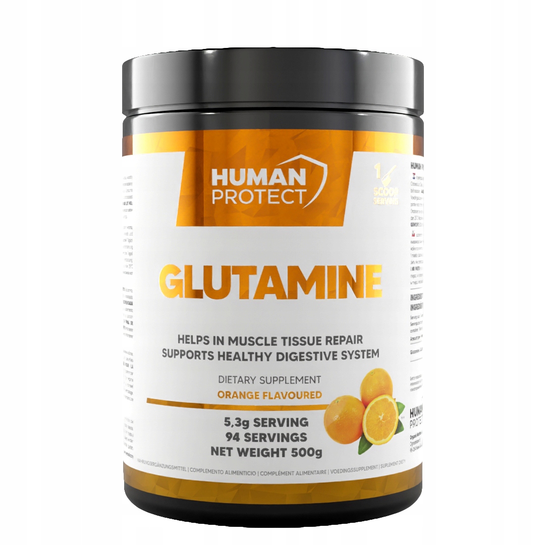 Proszek glutamina GLUTAMINE Human Protect 500 g pomarańczowy
