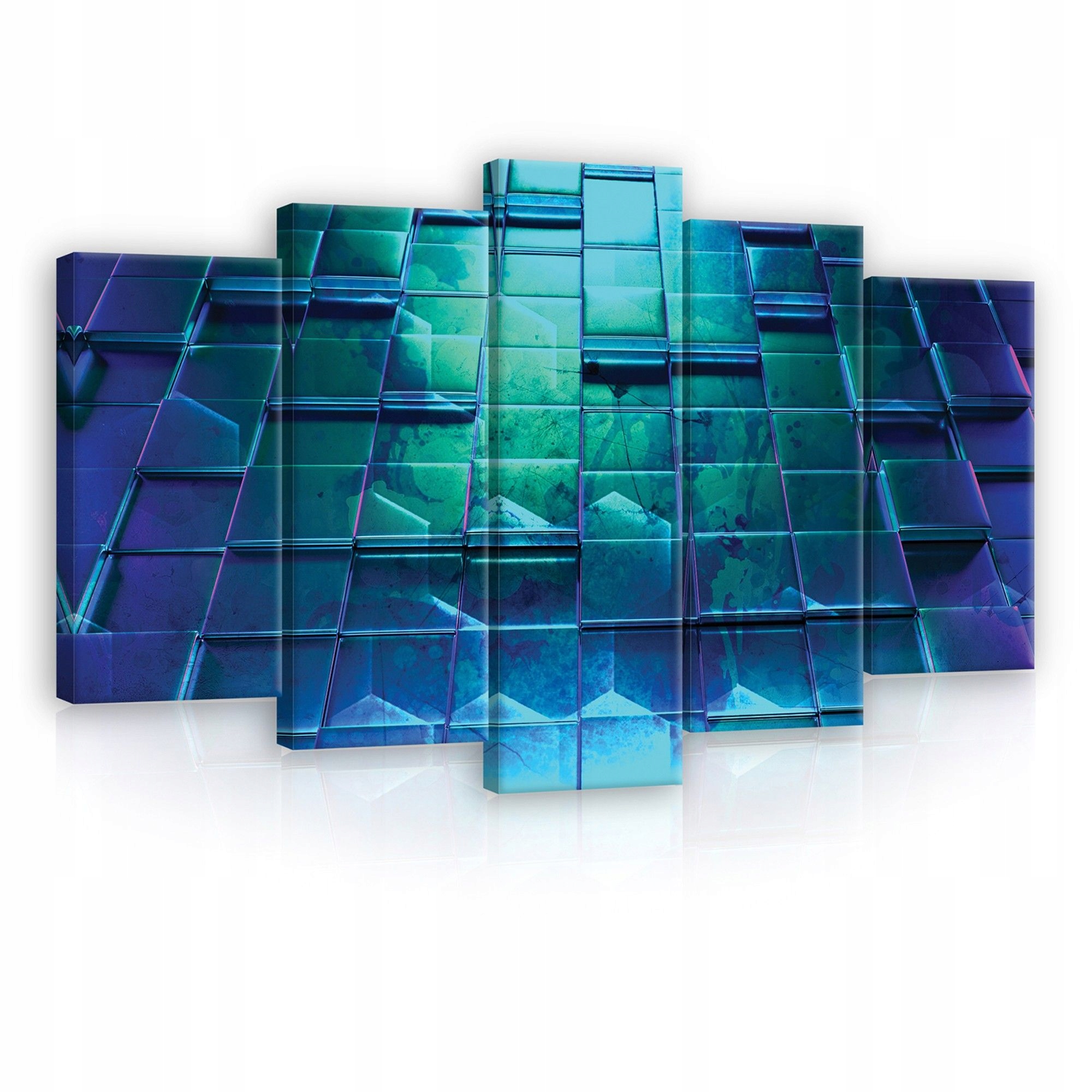 Obraz 100x60 Abstrakce 3D geometrický modrý zelený fialový