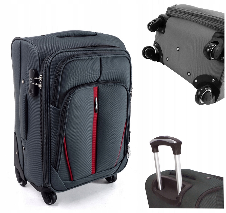 MAŁA KABINOWA WALIZKA MATERIAŁOWA RGL TORBA PODRÓŻNA NA 4 KÓŁKACH SZARA RGL