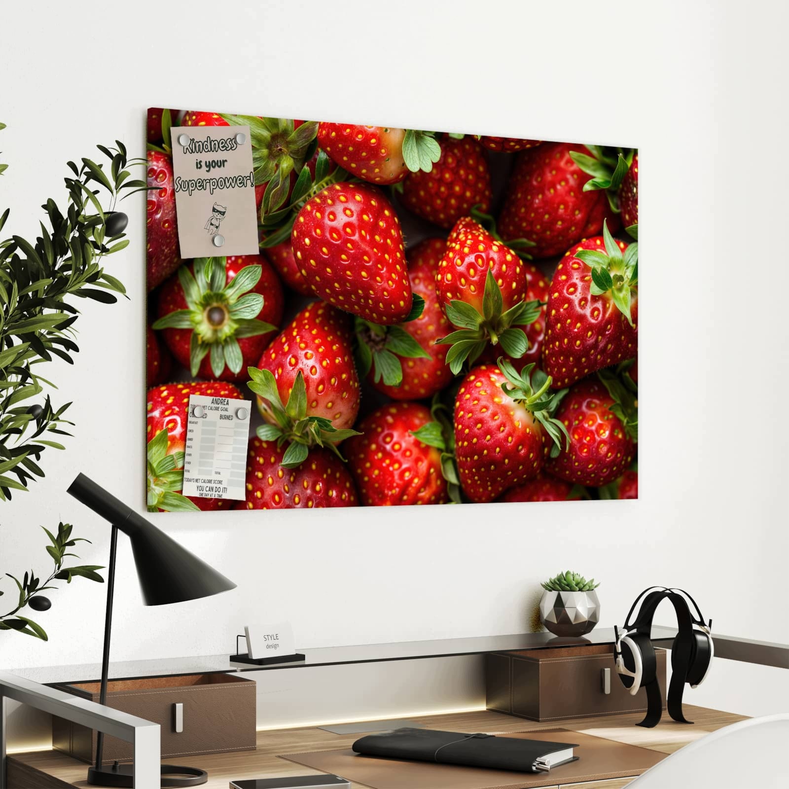 Magnetická tabule Svěží Jahody 90 × 60 cm