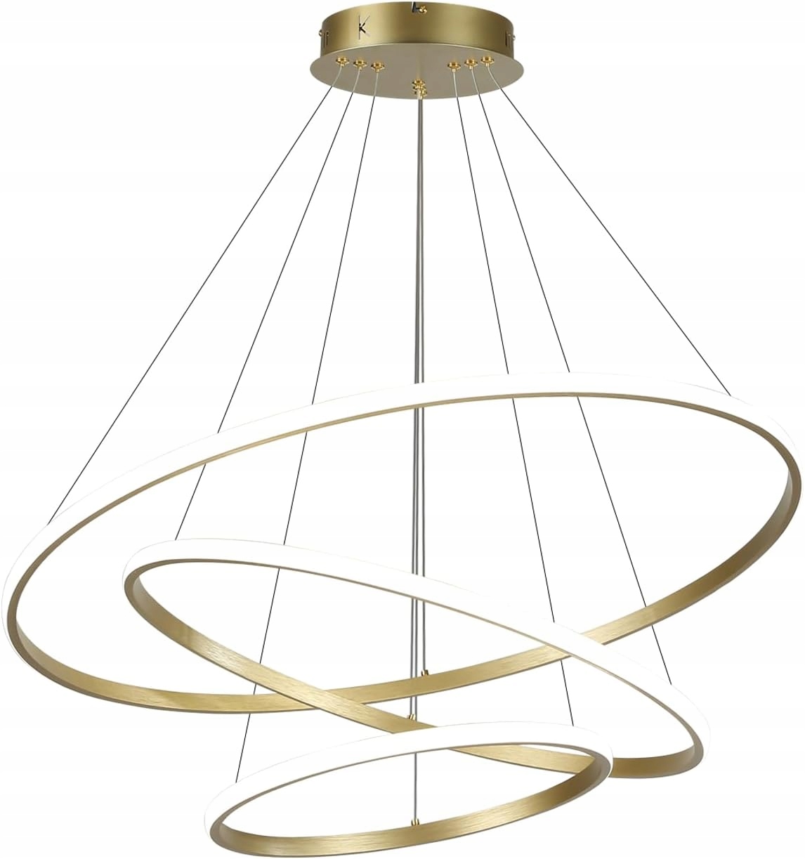 Nowoczesna lampa akryl wisząca 3 pierścienie 40 60 80cm, zlota Minifair