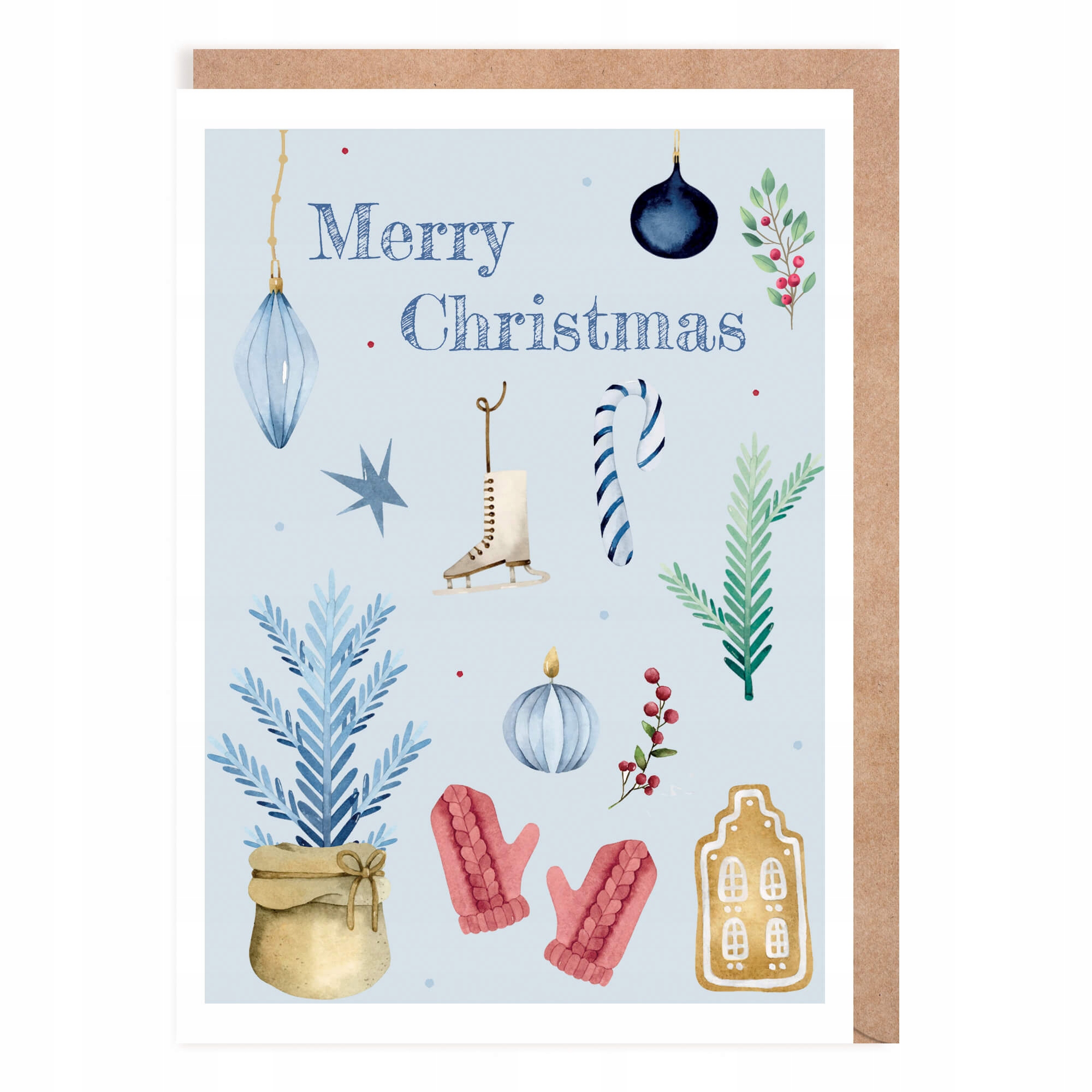 

Kartka bożonarodzeniowa Merry Christmas Niebieska