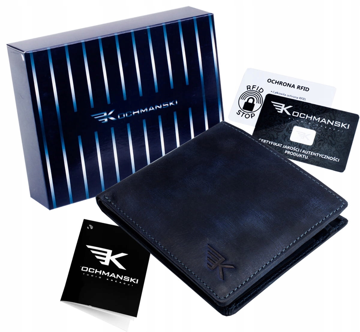 

Kochmanski mały portfel męski skórzany cienki Rfid